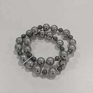 RMN Silver Grey beaded double strand bracelet